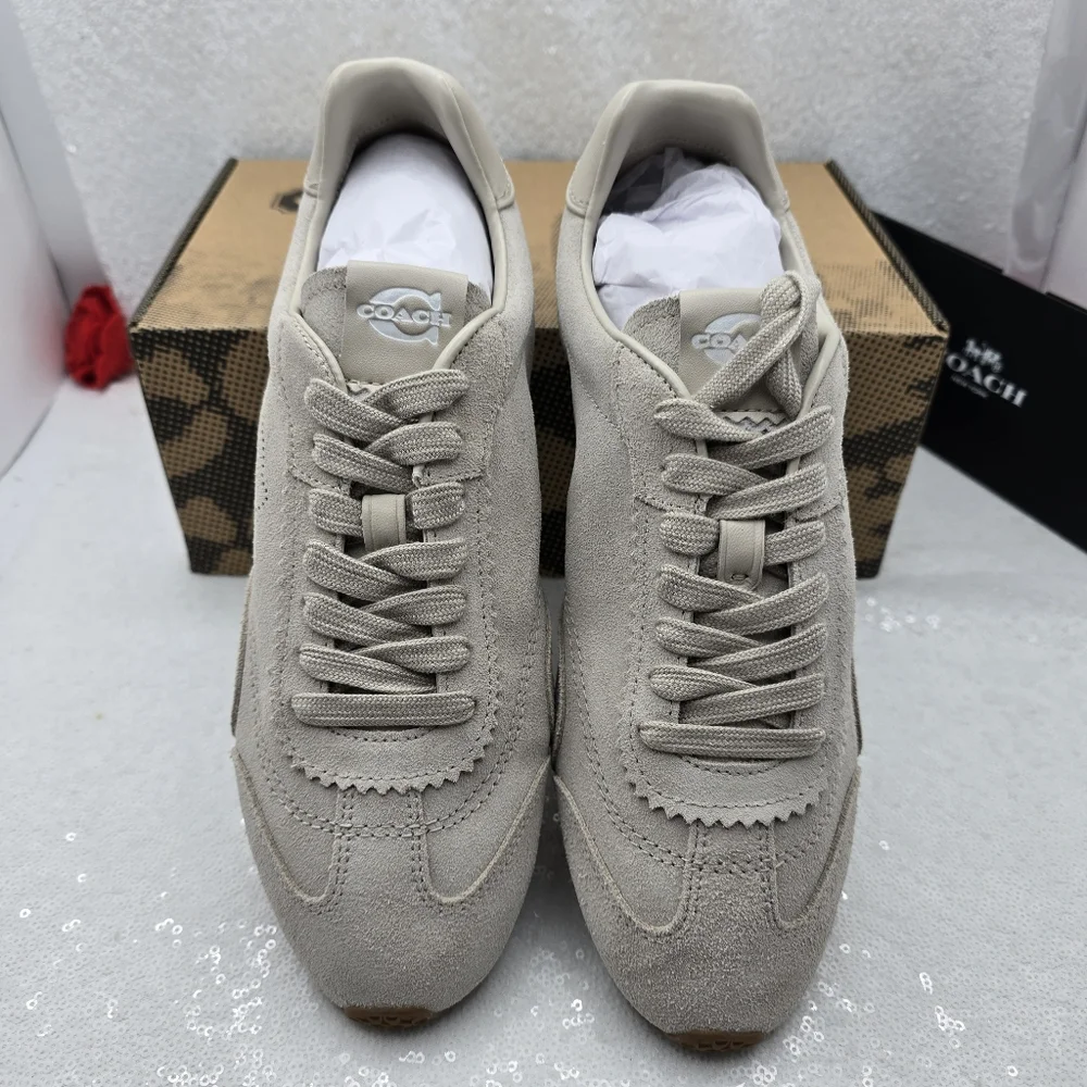 Coach Flat Suede & Leather Sneaker Sleek Silhouette Lightweight Women's 9.5 - Picture 6 of 13